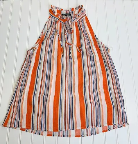 Staccato Gauze Striped Sleeveless Blouse High Neck Sz Medium