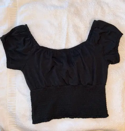 Active USA Black Front Knot Tie Crop Top