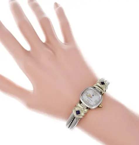 David Yurman 14K Gold & Sterling Silver Double Cable Watch w/ Amethyst Stones