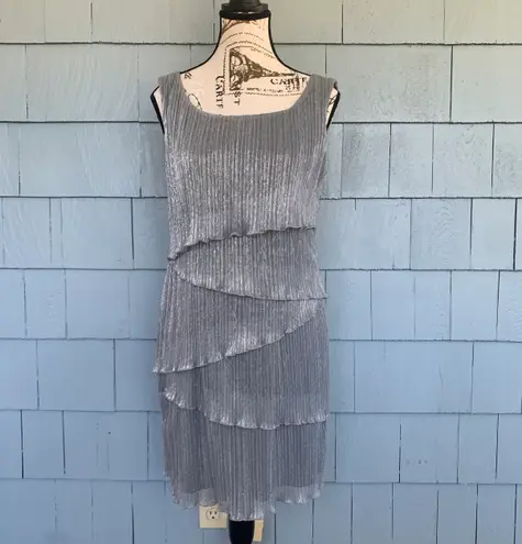 Connected Apparel Petite Silver Shift Dress