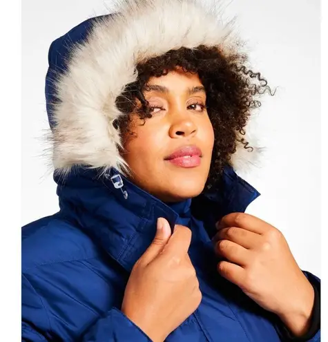 LL Bean Womens Ultrawarm Jacket Coat 2X 650 DOWN Puffer Hood Faux Fur Trim Blue