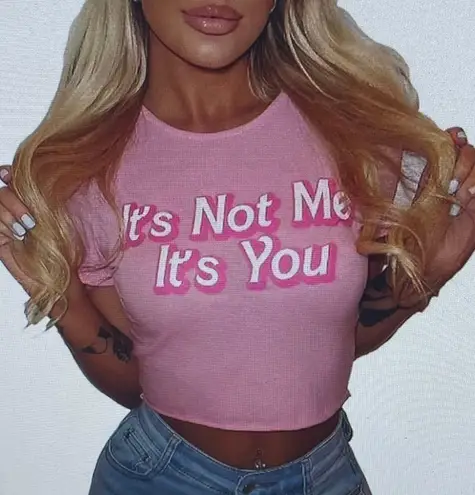 Pink “It’s Not Me It’s You” Crop Top, size S
