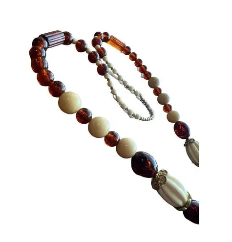 Women's Vintage Bakelite Necklace Beads 30 Inch Jewelry Bohemian Accessories Brown