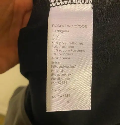 Naked Wardrobe Faux Leather Black Thong Bodysuit NEW size Small