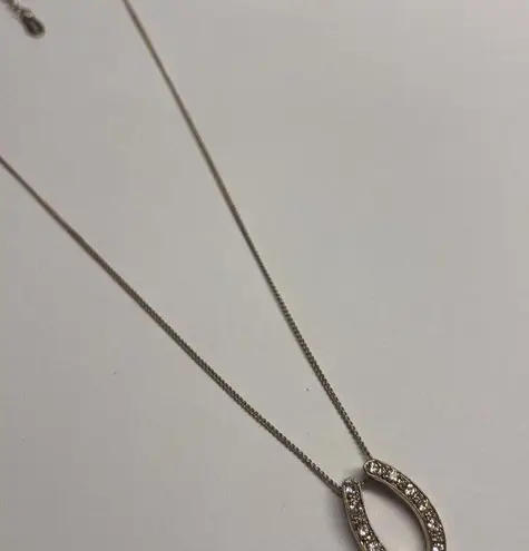 Monet Signed Gold Tone Necklace Rhinestone Horseshoe Shape? With ExtensionChain