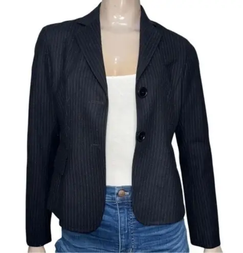 Akris Punto Women’s Size 4 Gray Striped Wool Two Button Front Jacket Blazer