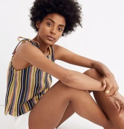 Madewell  | Texture & Thread Tie-Shoulder Tank Top in Rainbow Crochet, Size M