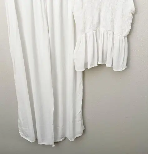 Salty Lemon | SET White Smocked Tank Wide Leg Gauze Lace Pants White Tassel | XL