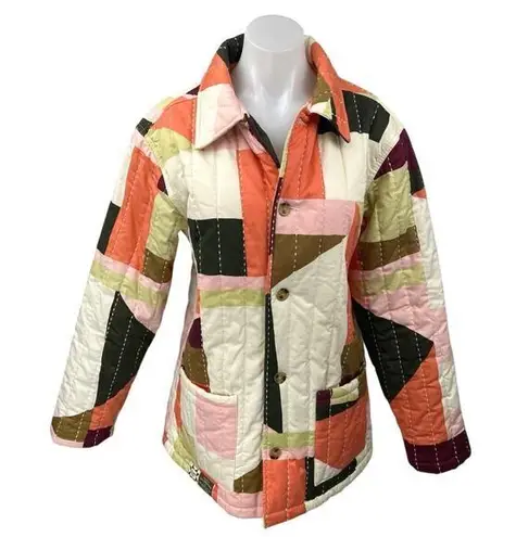 Gee’s Bend Multicolor Long Sleeve Button Oversized Quilted Puffer Coat Jacket S