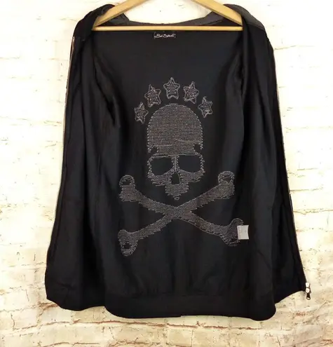 Bad Spirit Massimo Sabbadin Skull Hoodie Womens L Black Crossbones Sequins Italy Size L