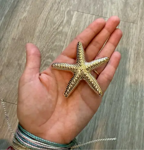 Faux Gold and Pink Starfish and Snail Shell metallic Earrings Set x 3