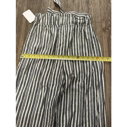 Hemish Gry whte Stripe Pant Wbelt TieWaist Wide leg linen beachy laganlook S NWT