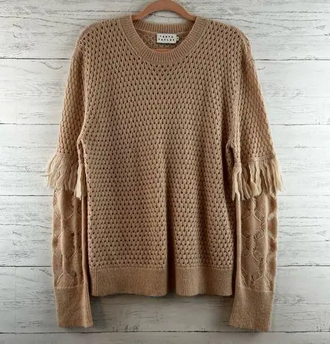 Tanya Taylor Naomi Open Knit Fringe Sweater Size M