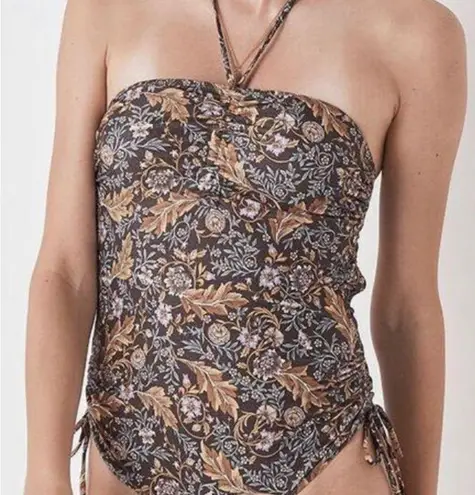Spell & The Gypsy NWT Oasis Ruched One Piece Swimsuit Nightshade, XS Brown