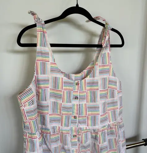 Unlisted Pride Rainbow Babydoll Tie Strap Multicolor Buttons Tiered Summer Dress XL