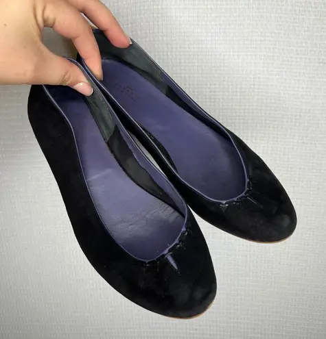 barney's new york Black Suede Ballet Flats Women's Made in Italy Size 37