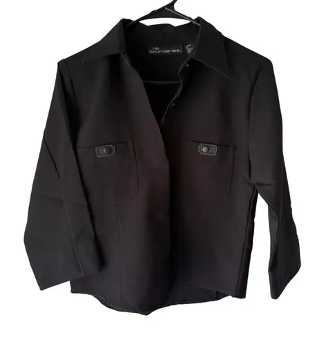 No Boundaries Y2K  Black Button-Up Shirt Juniors Medium 2000s Utility Style‎ - Image 1