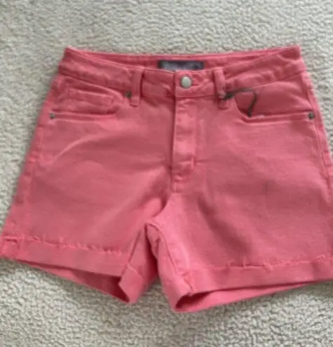 Just USA Shorts Women's Fruit Punch Pink Denim Cuffed Frayed Hem Size 27