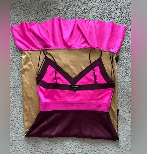 Women’s Silk Le Superbe Sunset Slip Dress in Pink Tan Maroon size 8 EUC