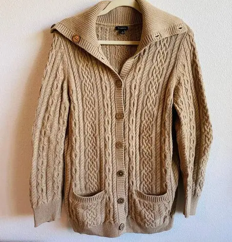 Talbots  Tan Cable Knit Cardigan Sweater