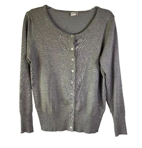 Vila Milano Vila Minalo Button Down Cardigan Sweater, Grey, Women's XL Grandma Core