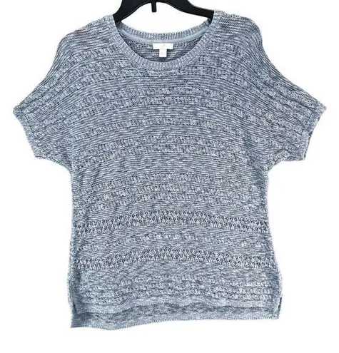 J Jill Knit Top Womens S Slate Blue Crochet Lightweight Sweater Coastal Layers
