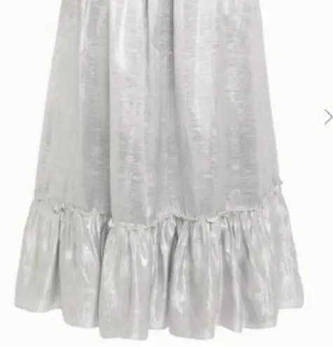 Shrimps Pearl Belt Metallic Midi skirt In Silver Size 8