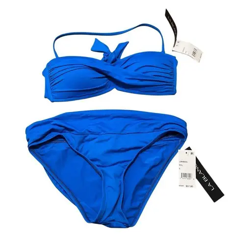 La Blanca Two-Piece Bikini Royal Blue Halter Neckline 6