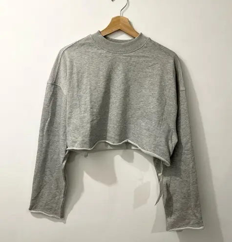 Commense Gray Oversized Cropped Crewneck Sweatshirt S NWT