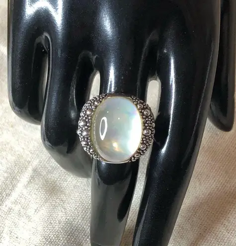 MICHAEL DAWKINS Starry Night Sterling Silver Mother of Pearl Doublet Ring 8