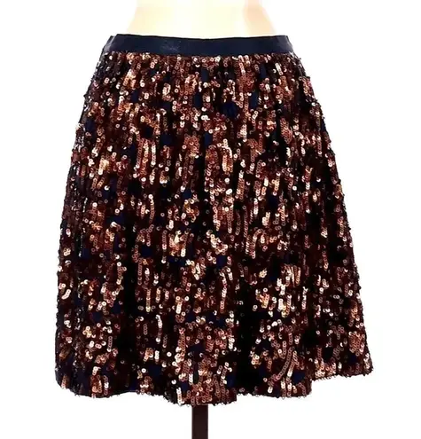 J.Crew  Navy Blue Bronze Copper Formal Sequin A-Line Party Mini Skirt Size 0 NWT