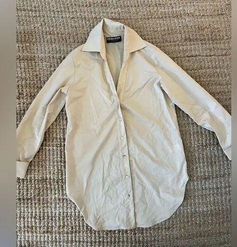 Chiara Boni LA PETITE ROBE Atena Slim Fit Blouse in Light Khaki sz 42 US 6