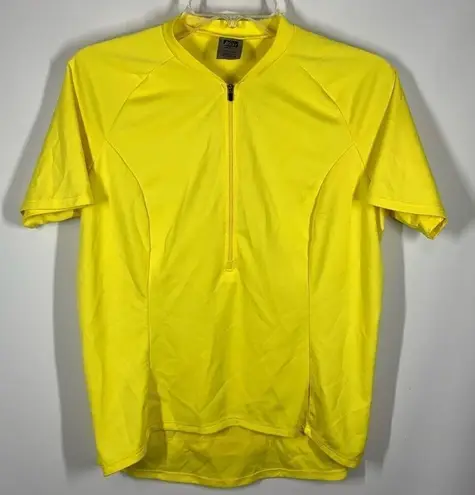 Rei Women's Short Sleeve Back Pockets Half Zip Cycling Shirt Yellow Size Large