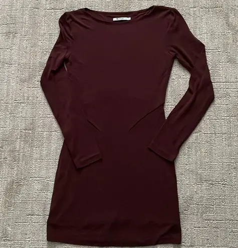 T by Alexander Wang burgundy knit dress with mesh cutouts sz L Size L