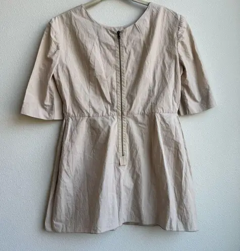 MARNI Zipper Back Half Sleeve Zipper Back Baby Doll Cream Blouse Size 38 Medium Tan