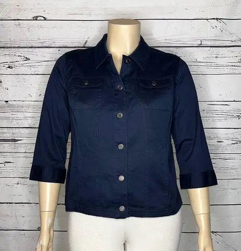 Christopher & Banks  Size XL Navy Blue Button Front Cotton Blend Jacket