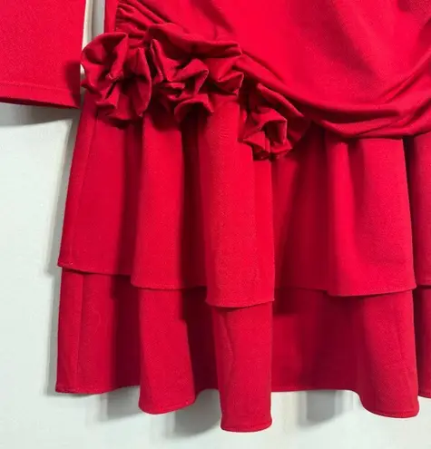 Alexia Admor Pluto Rosette Long Sleeve Mini Dress Women's Small Red Ruffle NWT