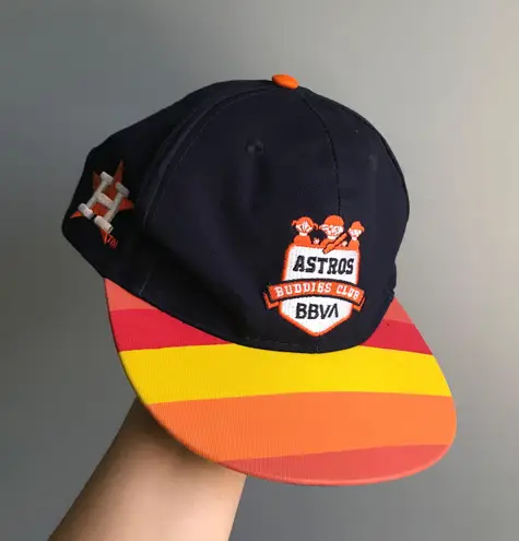 NAVY BLUE/ORANGE STRIPED HUSTON ASTROS SNAPBACK BASEBALL CAP HAT Orange