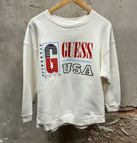 Guess  Vintage White 90s USA Made Patriotic Graphic Sweatshirt OS Adult Retro