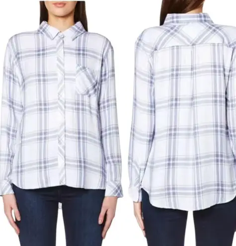 Rails Hunter White Blush Blue Patriot Plaid Button Down Flannel Shirt Size S