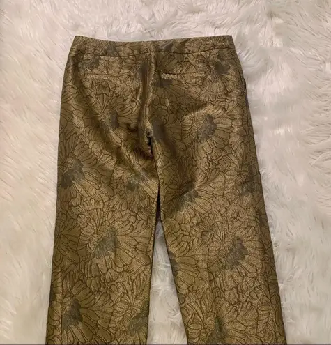 Elevenses Anthropologie Gilded Jacquard Crop Pants Gold