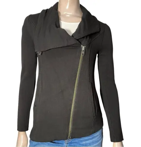 Helmut Lang Women’s Size S Black Heavy Jersey Moto Zip Shawl Collar Jacket