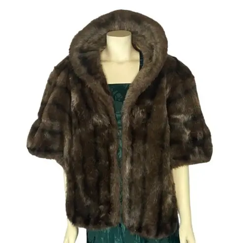 Vintage 1950's Regina Glenara by Glenoit faux fur Cape Stole Balero Wrap Brown Size M