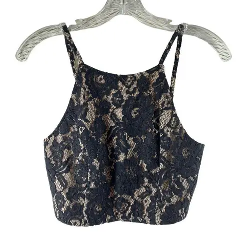 Aidan Mattox Black Floral Lace Crop Top Camisole Size 4