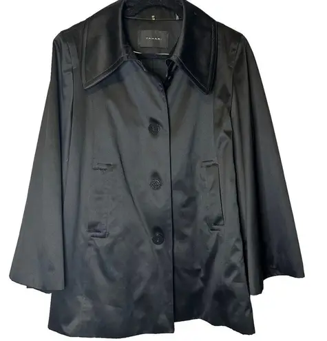 Tahari black satin coat jacket formal size XL