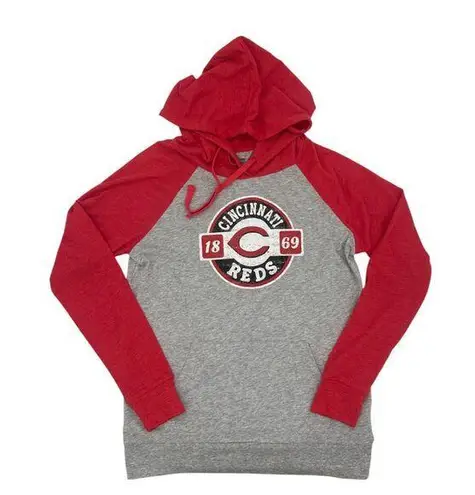 Campus Lifestyle MLB Cincinnati Reds Women's Lightweight Bi-Blend Hooded T-Shirt in Grey, S