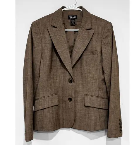 Rafaella Women's Brown Wool Blend Pinstriped Office Blazer Jacket Size 8