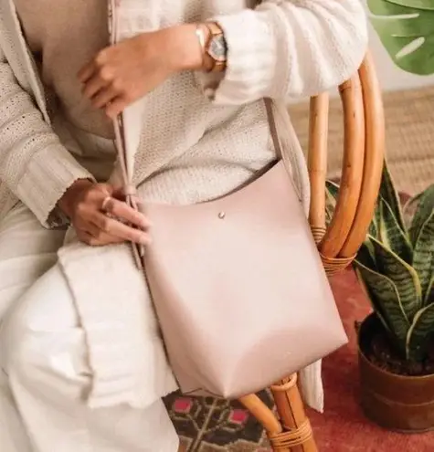 Samara Shoulder Bag Crossbody Adjustable Strap Peony Vegan Leather Valentine Pink