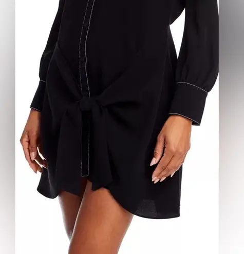 Cinq à Sept Cinq a Sept Gaby Tie Front Shirt Dress Womens 6 Black Mini Button Front