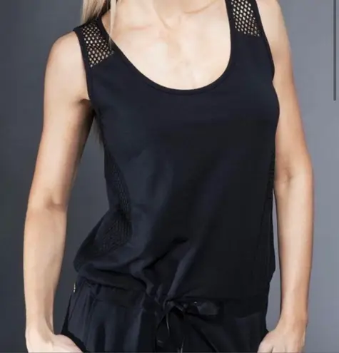 Alala Bondi Black Jumpsuit Stretch Tie Sleeveless Mesh Small S